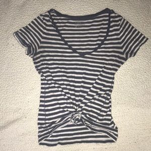 Short Sleeved Striped Tye Shirt